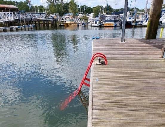 New ladder on pontoon at Buckler's Hard Yacht Harbour