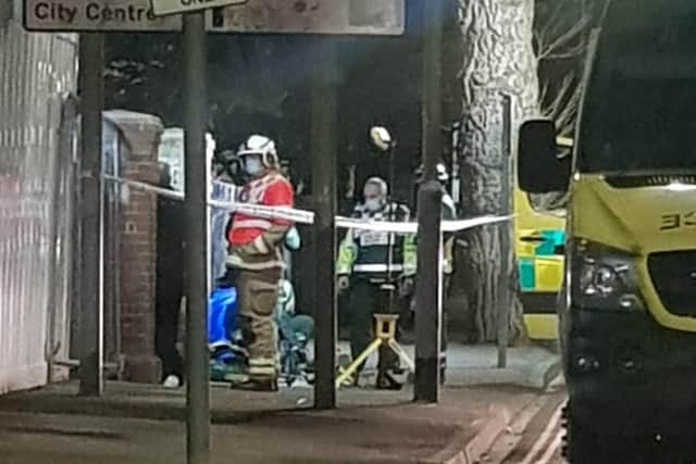 Police, firefighters and paramedics in Museum Road, Portsmouth, on March 26 in what police said is an 'isolated incident'. Picture: Sam Vaizey

