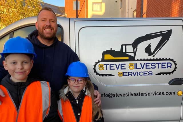Steve Silvester and his children Penny aged 7, and Vincent aged 10