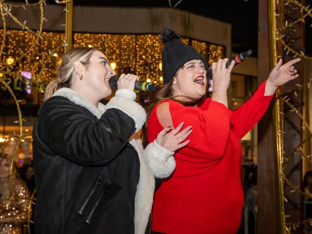 The crowds braved the wind and rain to watch the Christmas lights being switched on in Fareham highstreet on Saturday evening, while some of the entertainment was moved into the shopping centre.Pictured - Crowds enjoyed the free entertainment on the Highstreet and in the shopping centrePhotos by Alex Shute