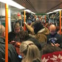 Commuters ride a crowded South Western Railway train on Portsmouth which could be thing of the past according to union RMT. Photo: Carey Tompsett/PA Wire