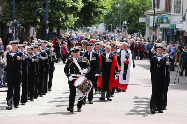 Gosport Falklands commemoration event in Gosport on Sunday 29th May 2022.Pictured is action from the event.Picture: Sam Stephenson.