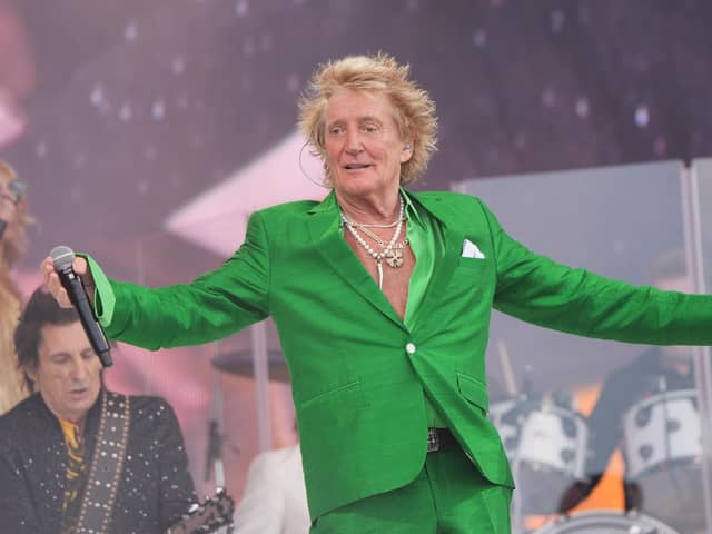 Sir Rod Stewart on stage at Glastonbury
