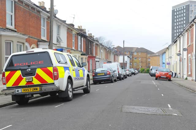 Police in Hudson Road, Somers Town in 2014 Picture: Sarah Standing (141025-9655)