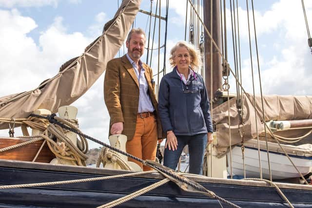 Lord Ivar Mountbatten and Mary Montagu-Scott on Amelie Rose which featured in Great Expectations