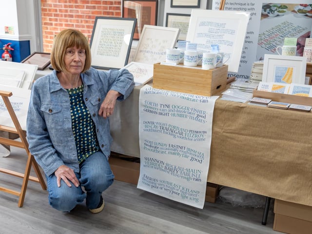 Typographer Rosemary Eatherden with some of her hand made work during the Emsworth Arts Trail. Picture: Mike Cooter (250426)