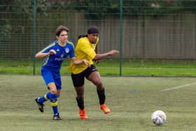 Burrfields (yellow) v Meon Milton Reserves. Picture: Mike Cooter