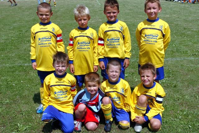 Flashback to 2005 and current Petersfield boss Pat Suraci and defender Zak Sharp line up in the same Ranville Rangers U7s team. Back (from left): Liam Diaper, Stanley Garland, Ieaun Evans, Jamie Clark. Front: Jake Shepherdson, Owen Clark, Zak Sharp, Pat Suraci.