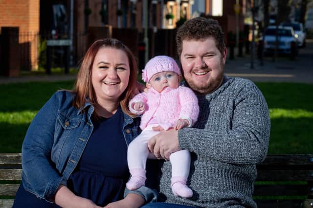 Elsie Grace Spiers with her mother, Hannah Featherstone and her father, Joshua Spiers
Picture: Habibur Rahman