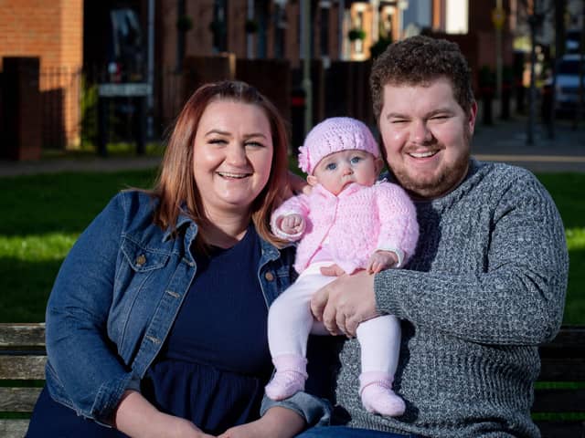Elsie Grace Spiers with her mother, Hannah Featherstone and her father, Joshua Spiers 
Picture: Habibur Rahman
