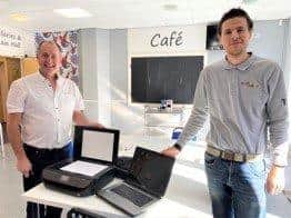 Laptops donated to Shaping Portsmouth by Hayling Island based company KSM Telecom .