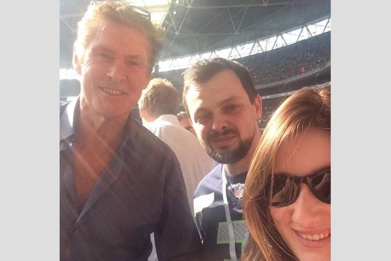 Peter Spratt with Hollywood superstar David Hasselhoff