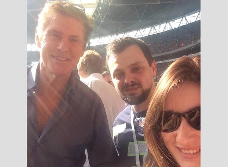 Peter Spratt with Hollywood superstar David Hasselhoff