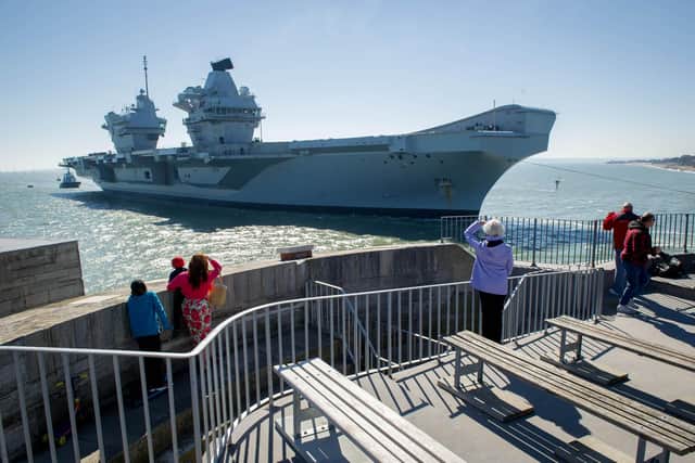 HMS Prince of Wales returns to Portsmouth on 25 March 2020.
Pictured: View from the Round Tower of HMS Prince of Wales.
Picture: Habibur Rahman