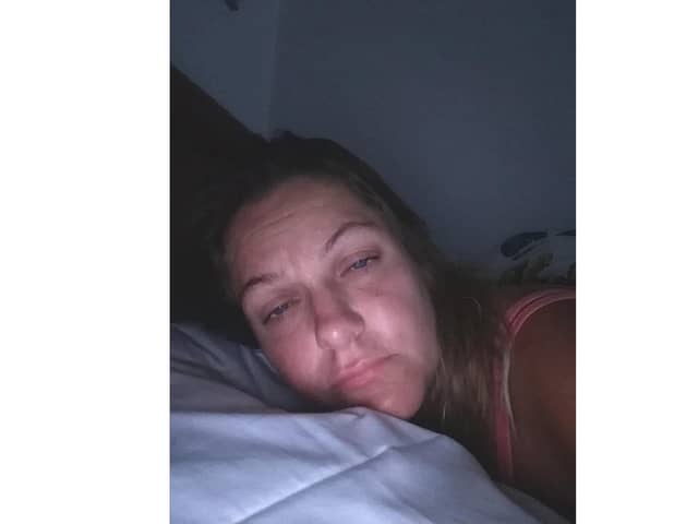 Laura Harris, 40 from Lee-on-the-Solent, has started treatment affter living with Lyme disease for years. Pictured: Laura on a bad day of symptoms