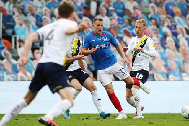 Pompey are on course to finish the 2021-22 campaign with the chance of promotion after turning their season around. Picture: PinPep Media / Joe Pepler
