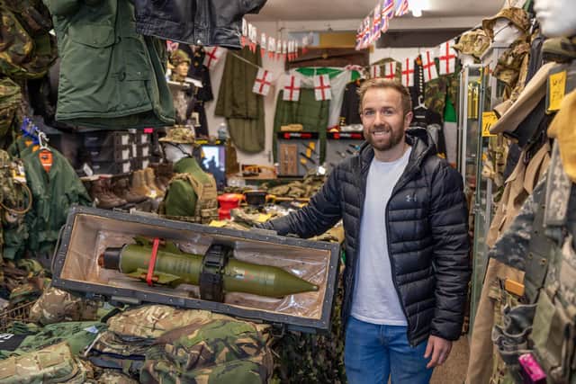 Max Anderson in his government surplus shop in Charlotte Street.  Picture: Mike Cooter (160323)