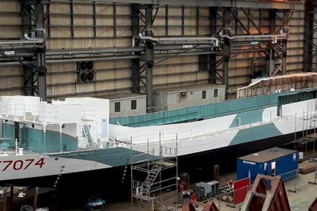 The LCT 7074 undergoing restoration work to take its place at the D-Day Story Museum. 

Picture by David Botwinik / Maritime Films UK. Supplied by the National Museum of the Royal Navy