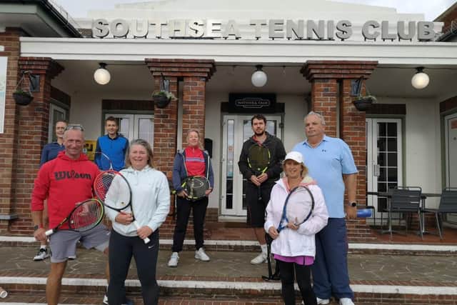 Southsea v Active Academy mixed. Back (from left) Rachel Hede, Matt Grigg, Claire Keiditsch, John Kemble. Front: Chris Hull, Sam Kingdon-Marston, Helen Shelton, Neil Shelton