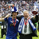 Millwall skipper Paul Robinson celebrates with Kenny Jackett following Millwall's League One Play-Off final victory in 2010. Picture: Sean Dempsey