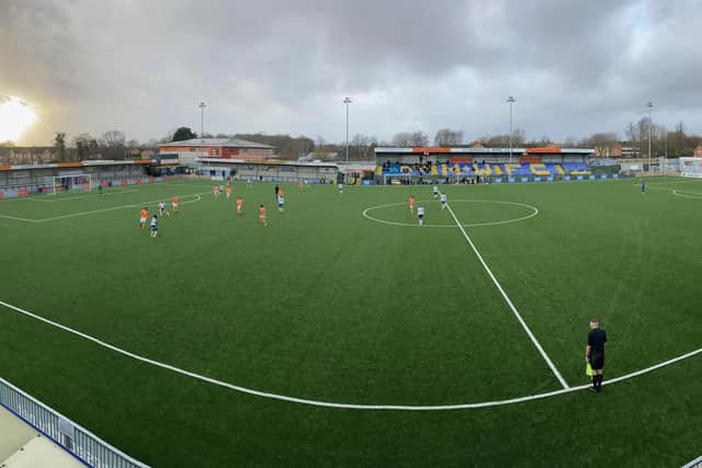 Sterile atmosphere - Hawks play a National League South game behind closed doors in 2020/21. Picture: Kieron Louloudis.
