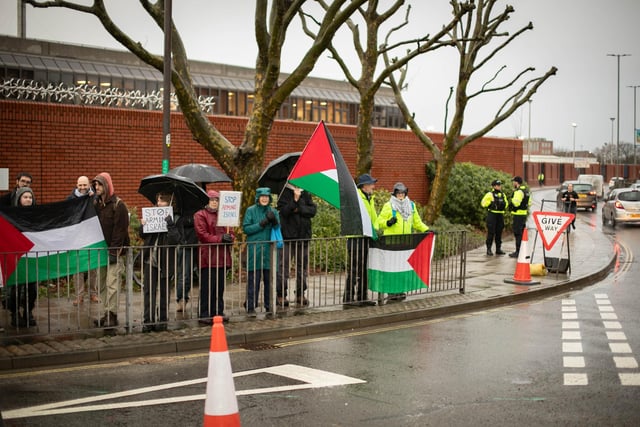 Pro Palestine protest outside Unicorn Gate of the Navy base on Thursday 29th of February 2024Picture: Habibur Rahman: