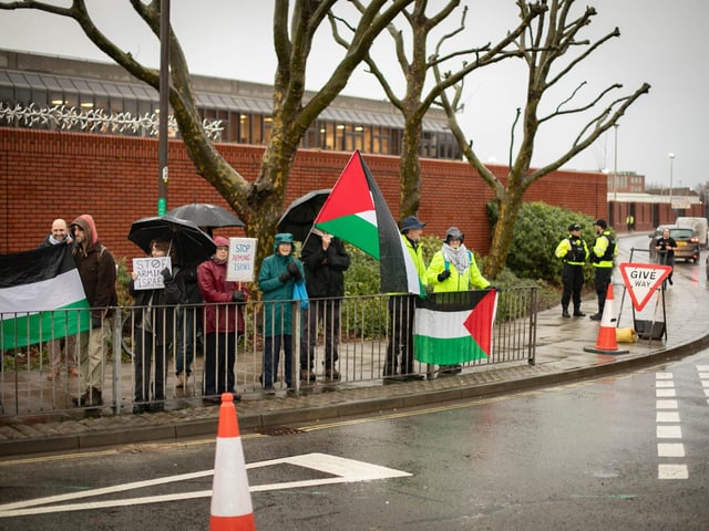 Pro Palestine protest outside Unicorn Gate of the Navy base on Thursday 29th of February 2024Picture: Habibur Rahman: