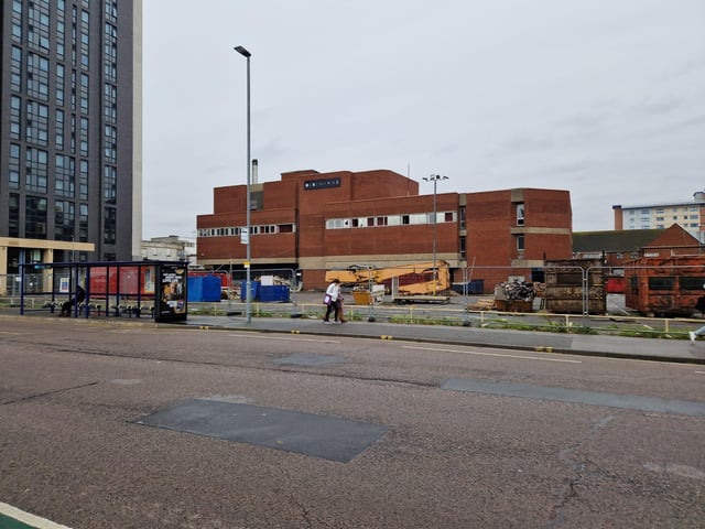 Debenhams in Commercial Road is set to become "Portsmouth's first skyscraper." Pictured is the back of the site.