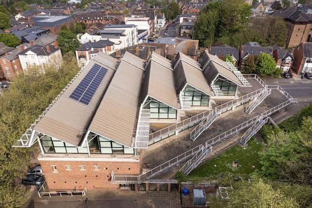 Hampshire Archives and Local Studies, Sussex Street, Winchester, Hampshire.Drone photography, aerial view from the west.