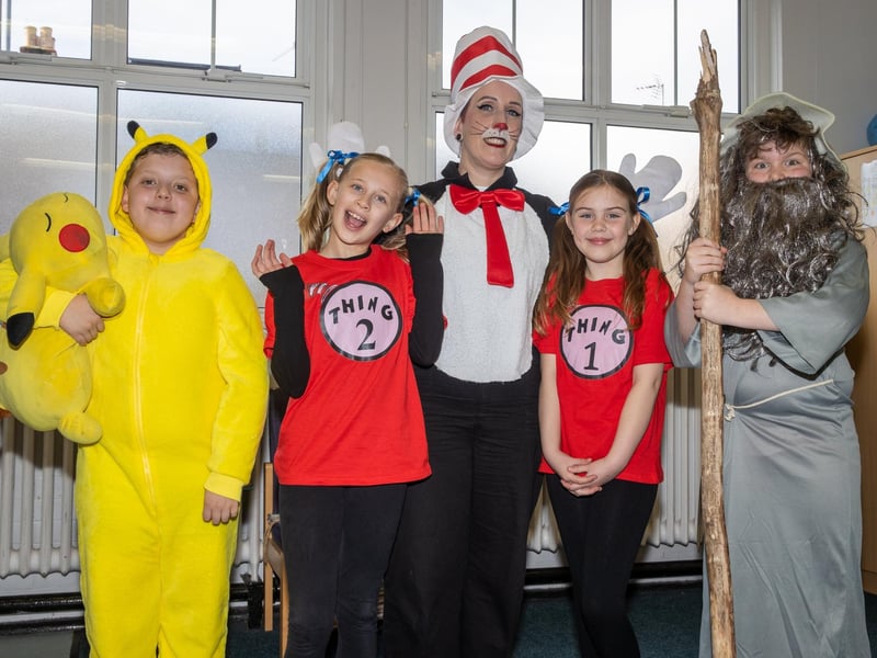 Children & staff from Meon Infant and Junior School dressed up for World Book Day. Pictured - Pupils dressed up for World Book Day  Photos by Alex Shute