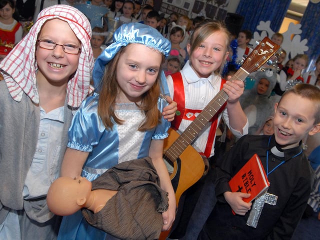 Katie Ashton, Kieran Peet, Jessica Clarke and Jack Manifold took the lead roles in Holly Primary School's nativity play in 2010