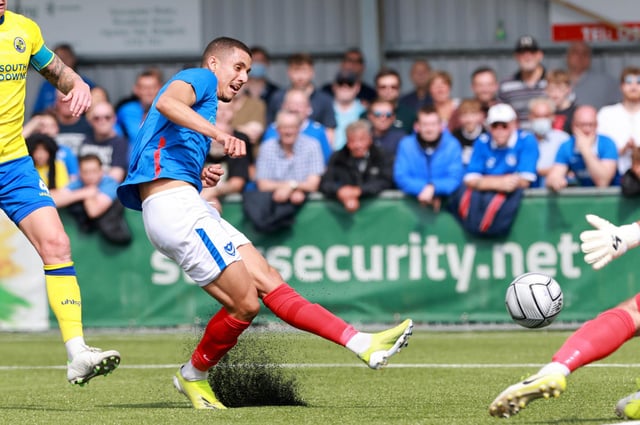 Gassan Ahadme scored a hat-trick on trial for Pompey at the Hawks. Picture: Paul Collins