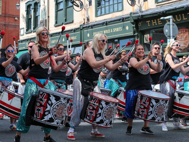 Batala. Ports Fest mardi gras parade, Albert Road, Southsea
Picture: Chris Moorhouse (290624-266)