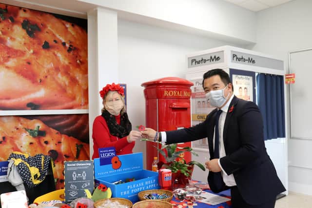 Alan Mak MP joins Havant Royal British Legion Poppy Appeal Co-Ordinator Anne Newcombe to launch this year’s Poppy Appeal at Havant Tesco.