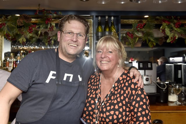 The annual Christmas lunch for OAPs at the White Hart pub in Denmead on Tuesday, December 5, 2023.
Pictured is: Chris Warren with landlady Julie Burridge.
Picture: Sarah Standing (051223-3158)