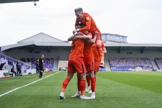 Lee Brown celebrates his second goal
