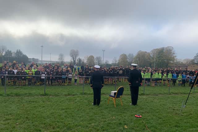 Kerry Packer (KP) and Michael ‘Doc’ Cox - former Navy Command Field Gunners - laid a wreath on the main pitch at Portsmouth Rugby Club at 11am for Remembrance Sunday.