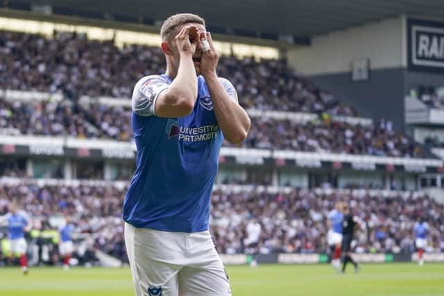 Colby Bishop scored his 20th league goal of the season in Pompey's 1-1 draw with Derby last Saturday