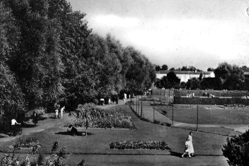 The pleasure gardens at Hilsea Lido looking east in the 1950s