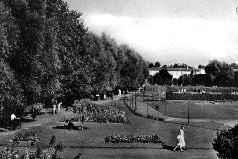 The pleasure gardens at Hilsea Lido looking east in the 1950s