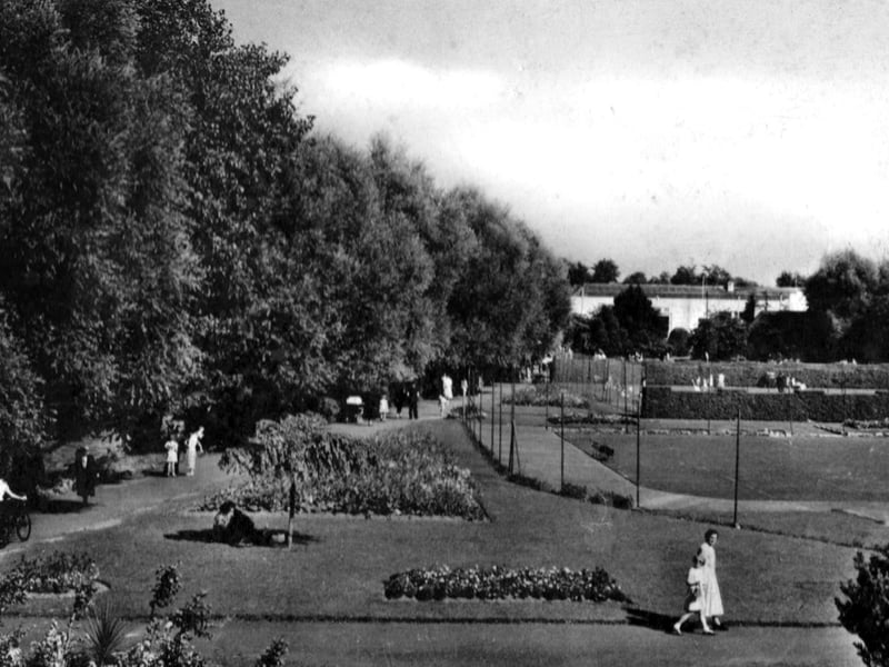 The pleasure gardens at Hilsea Lido looking east in the 1950s