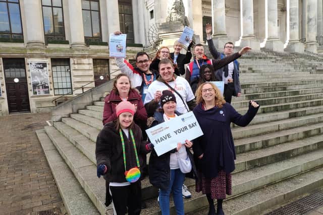 Members of Dynamite pictured earlier this year alongside Cllr Suzy Horton and Sarah Daly, director for children's services