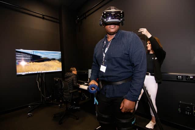 Samuel Audu at the CCIXR's Virtual Reality tech room. Picture: Habibur Rahman
