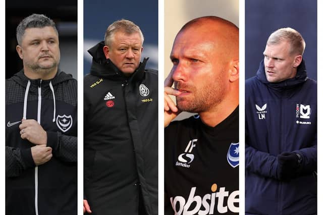 From left: Simon Bassey, Chris Wilder, Ian Foster, Liam Manning.