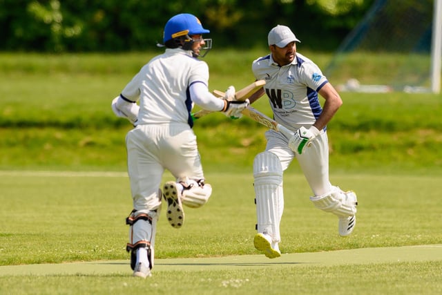 Ninad Gokhale and Kalim Shiraz add a run to the Portsmouth Community total against Fareham & Crofton 3rds. Picture: Keith Woodland (270521-110)