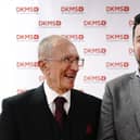 Acute myeloid leukaemia (AML) patient Ivor Godfrey-Davis, left, 73, from Andover, Hampshire, with his blood stem cell donor, Mark Jones, 54, from Witham, Essex, as they meet for the first time after the life-saving donation, at the offices of DKMS in London. Picture: Victoria Jones/PA Wire