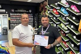 Gareth Webb from Fair Ways (right) with Friends Fighting Cancer (left)