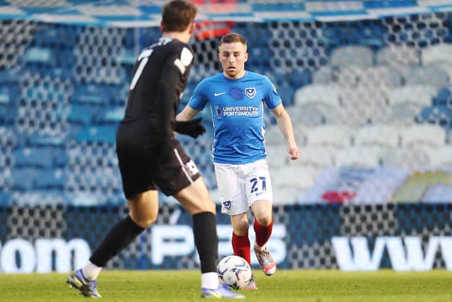 Joe Morrell was back to his best on Saturday against MK Dons following a torrid time with Covid, which left him struggling to breathe. Picture Joe Pepler