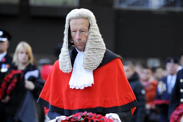 Judge Roger Hetherington at Remembrance Sunday Portsmouth - Armistice Centenary - held in Guildhall Square, Portsmouth, Hampshire, in 2018. Picture: Malcolm Wells (181111-2052)