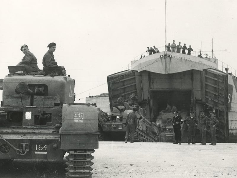 Churchill Tanks and L.S.T.
(c) The News, War Series 2977